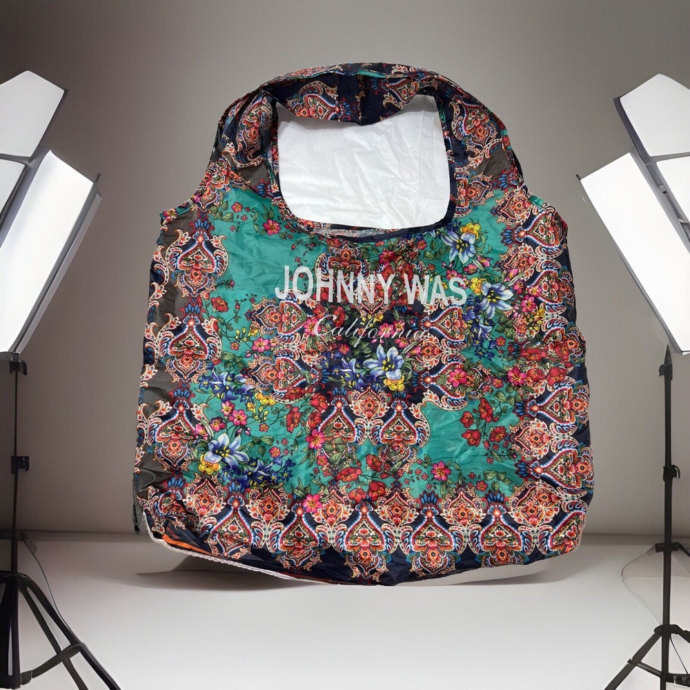 Johnny Was Bag Medium Blue Orange‎ Lightweight Reusable ShoppingTote Floral